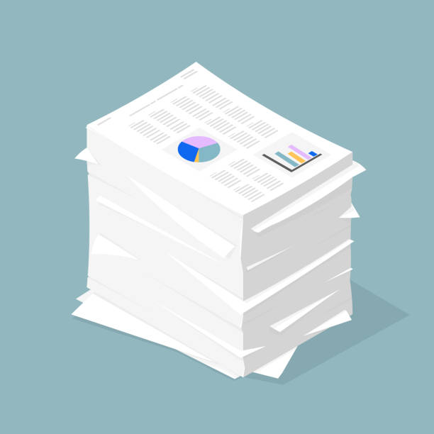 Isometric Vector Document Stack Icon Illustration. Financial paperwork concept stack of papers stock illustrations