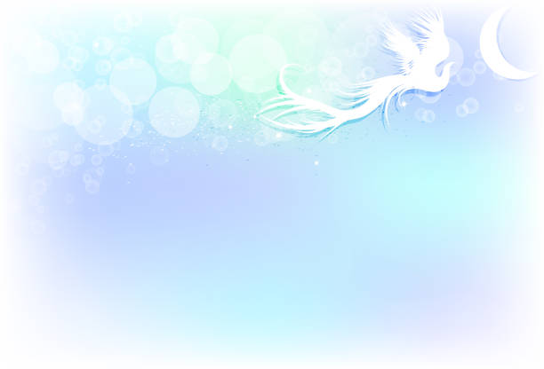 istock Phoenix, fantasy bird flying on blurry sky abstract background with stars, moon crescent and dust scatter sparkle vector illustration 1075587502