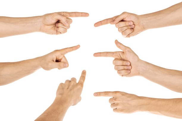 pointing hand, isolated on white clipping path - apontar imagens e fotografias de stock