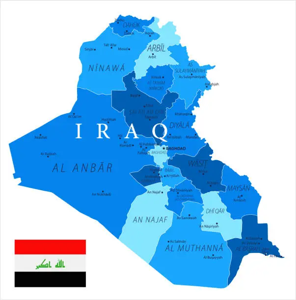 Vector illustration of 04 -  Iraq - Blue Spot Isolated 10