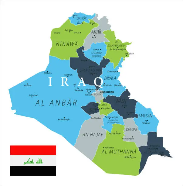 Vector illustration of Map of Iraq - Vector