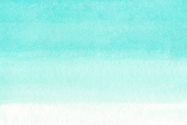 meer oder himmelblau azure türkis aquarell abstrakten hintergrund. horizontale aquarell farbverlauf. handgezeichnete textur. stück himmel meer ozean - fill frame stock-fotos und bilder