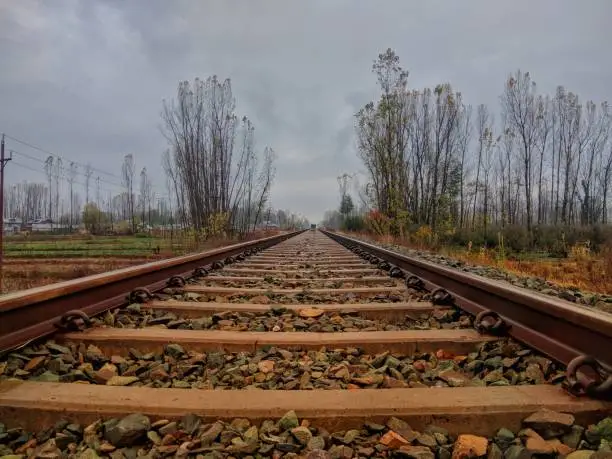 Beautiful railway track in Kashmir, India