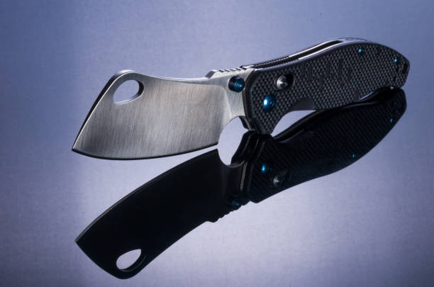 istock Folding knife with a wide blade. Knife diagonally. 1075599820