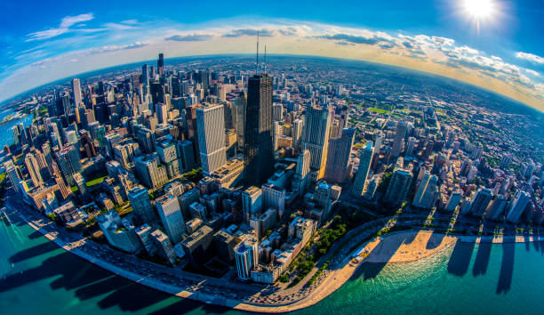 istock Chicago,IL Aerial Gold Coast Sunset 1075602784