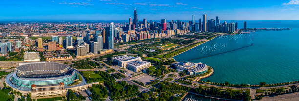 istock Chicago,IL Aerial Panoramic Skyline 1075603018