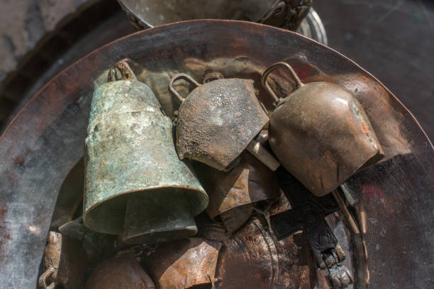istock Antique old style retro metal bell 1075603404