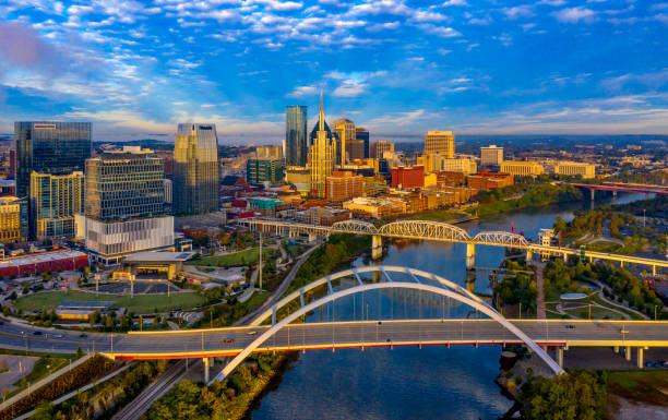 istock Nashville, TN Sunrise Aerial Panoramic 1075608982