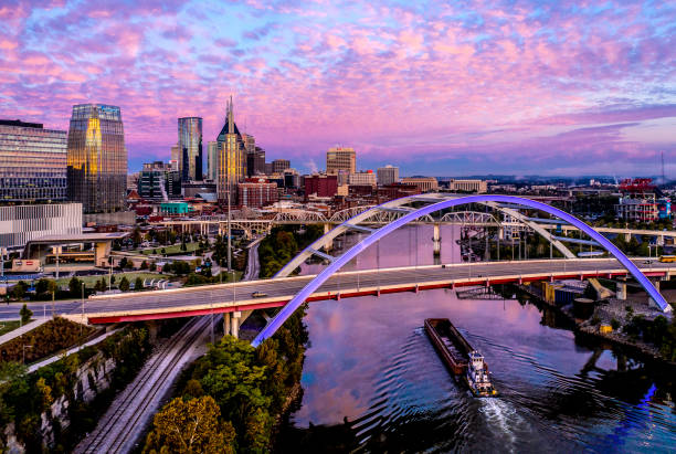 Nashville,TN Dawn Aerial stock photo