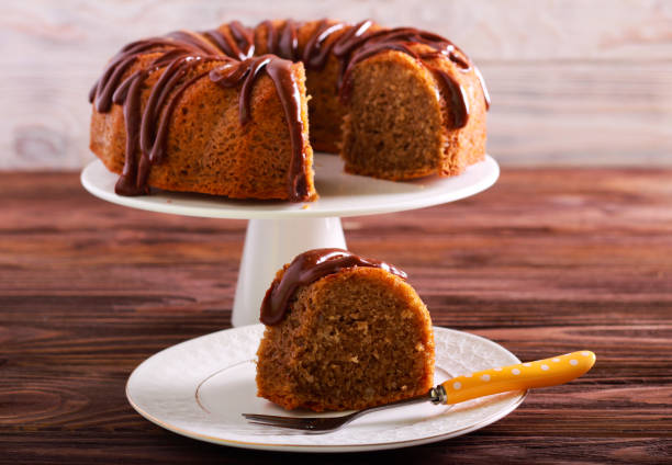 Coffee and coconut ring cake, sliced and served
