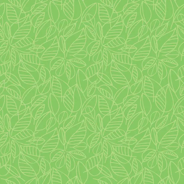 Vector illustration of Green leaves seamless pattern