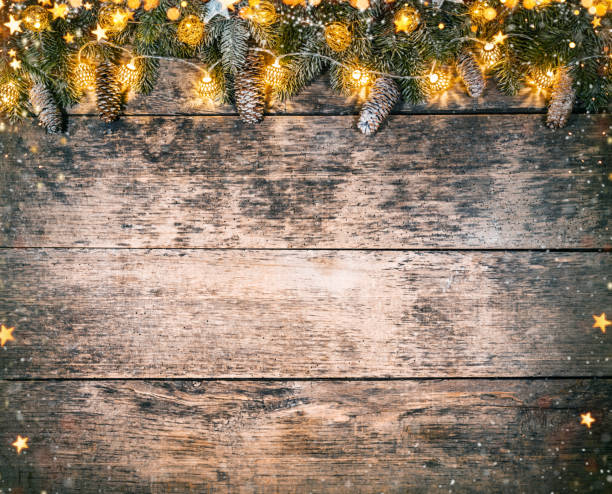 istock Christmas rustic background with wooden planks 1075646832