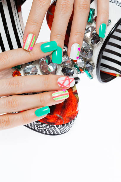 istock a woman's nail, designed with nail art 1075652208