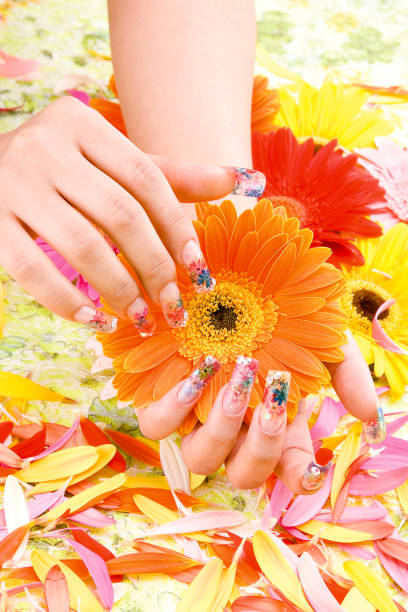 istock a woman's nail, designed with nail art 1075656694