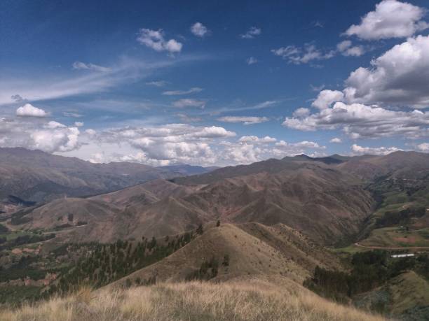 istock Panoramic view of distant mountains and forests 1075700510