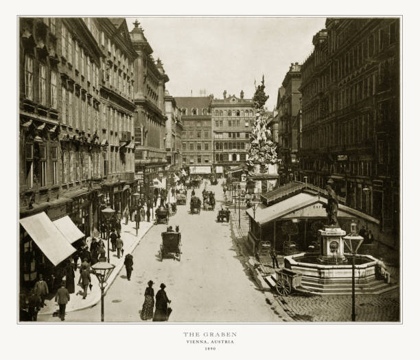 The Graben, Vienna, Austria, Antique Austria Photograph, 1893 Antique Austria Photograph: The Graben, Vienna, Austria,1893. Source: Original edition from my own archives. Copyright has expired on this artwork. Digitally restored. vienna austria photos stock pictures, royalty-free photos & images