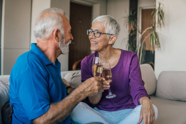 istock Man and woman drinking wine 1075705528