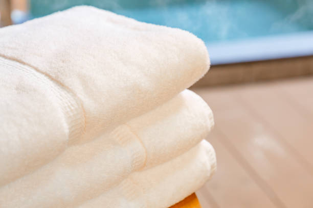 istock Clean towel and outdoor bath 1075714818