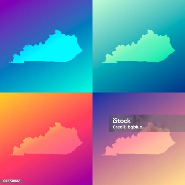 Kentucky Maps With Colorful Gradients Trendy Background Stock Illustration - Download Image Now