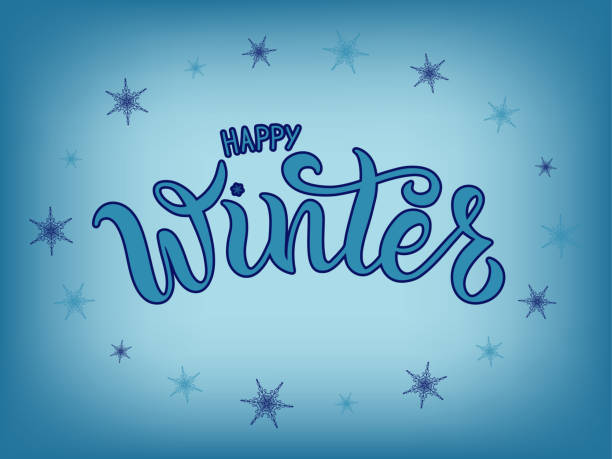istock Vector illustration of happy winter text for typography poster, flyer, banner, greeting card or postcard. 1075734618
