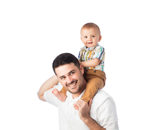 istock Handsome young father carrrying baby on shoulder 1075742036