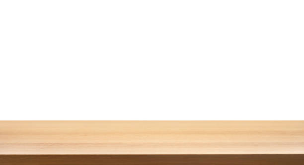 istock Real nature wood table top texture on white background.For create product display or design key visual layout 1075749774