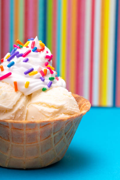 istock Vanilla Ice Cream in a Waffle Cone Bowl 1075750568