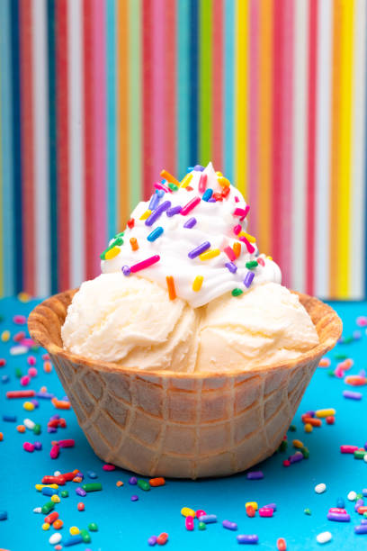 istock Vanilla Ice Cream in a Waffle Cone Bowl 1075750790