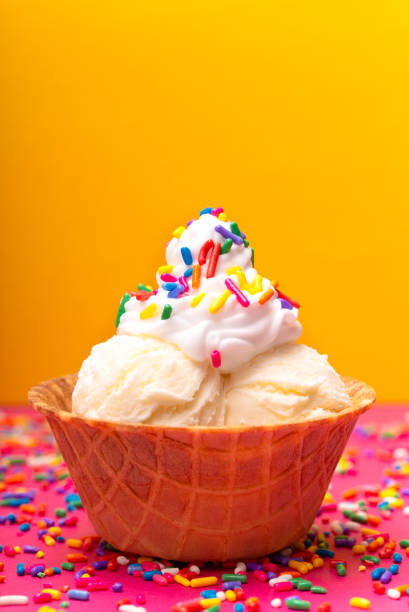 istock Vanilla Ice Cream in a Waffle Cone Bowl 1075752288