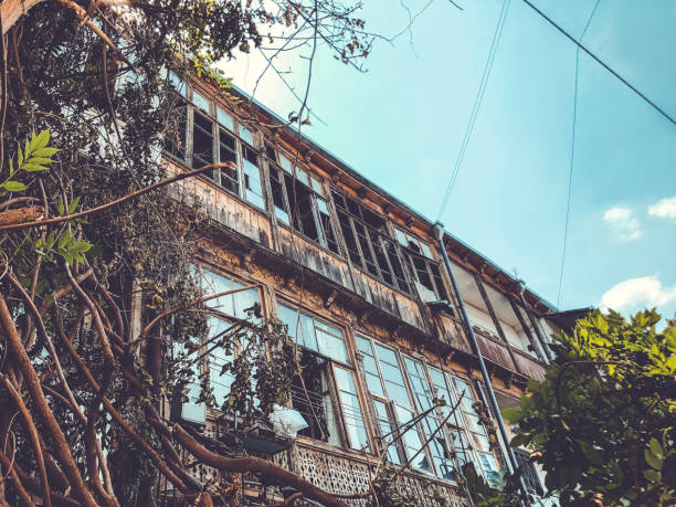 istock Old Tbilisi architecture, window and exterior decor in summer day. 1075756072