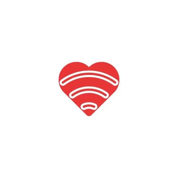 Vector illustration of Heart wifi icon