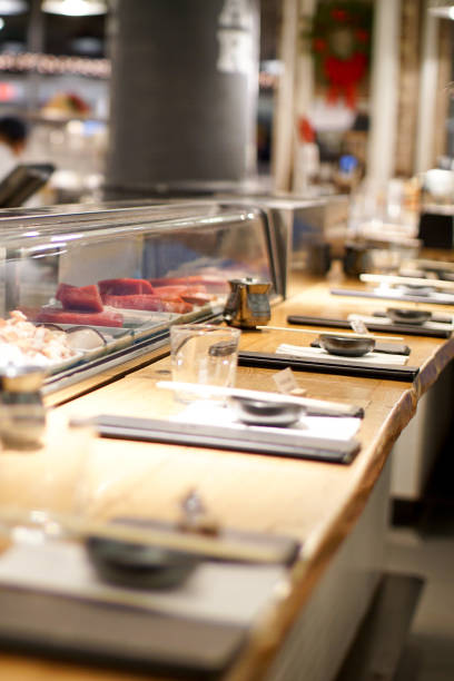 istock Seafood sushi bar at a restaurant 1075763872