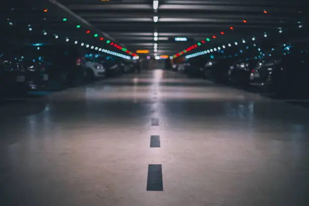 Ground view inside a parking lot