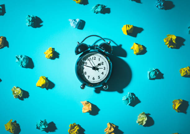 Creativity inspiration,ideas concepts with paper crumpled ball on blue color background