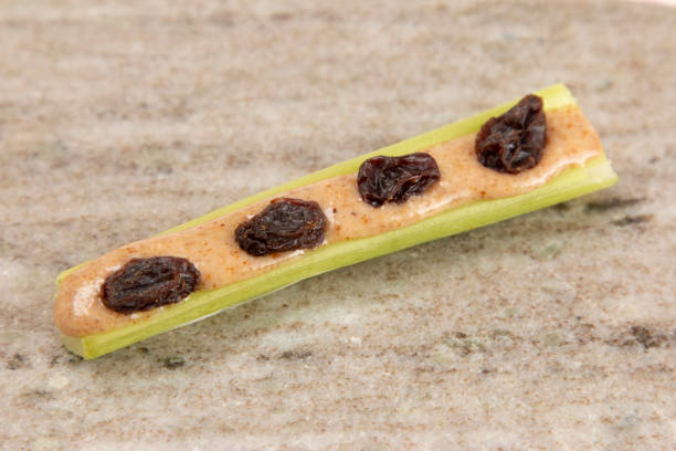 A Healthy Kid Friendly Snack of Celery and Nut Butter