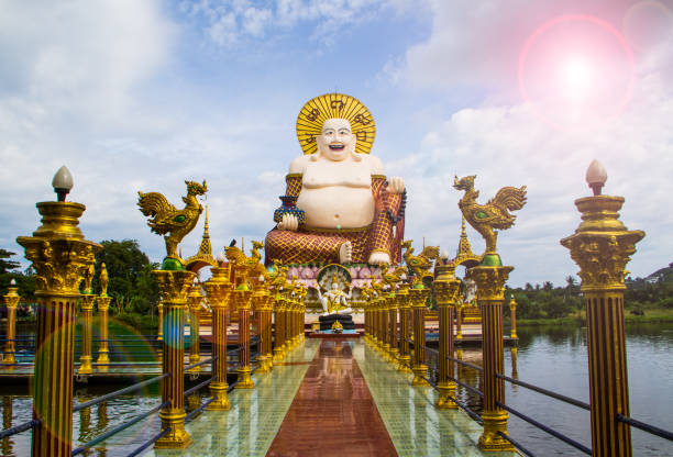 istock Statue of a fat Chinese priest 1075775252