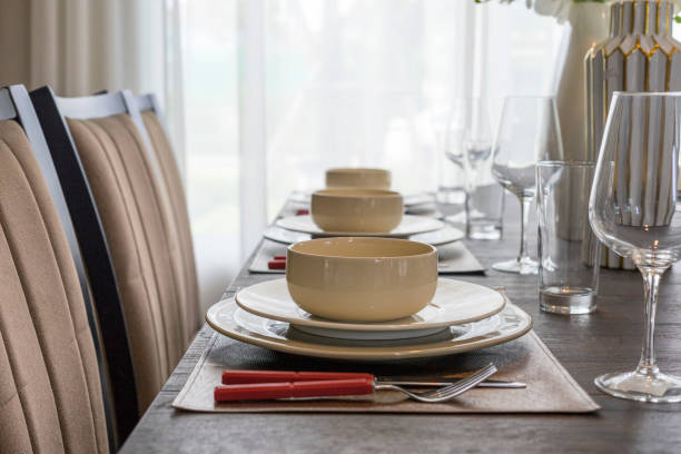 istock elegant table set in modern style dining room 1075777610