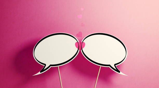 istock Valentines Day  Or Wedding Invitation Card- Chat Bubbles Kissing Each Other 1075789674