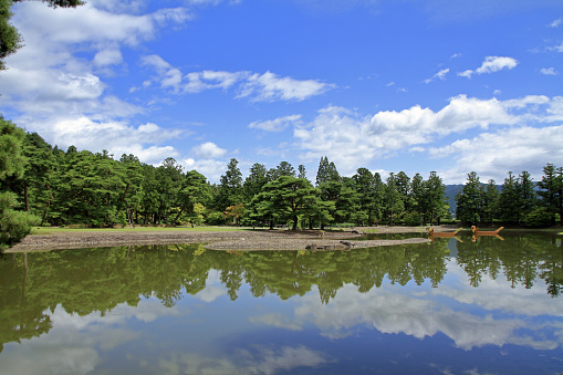 Oizumi ga ike pond of Motsu temple in Hiraizumi, Iwate, Japan