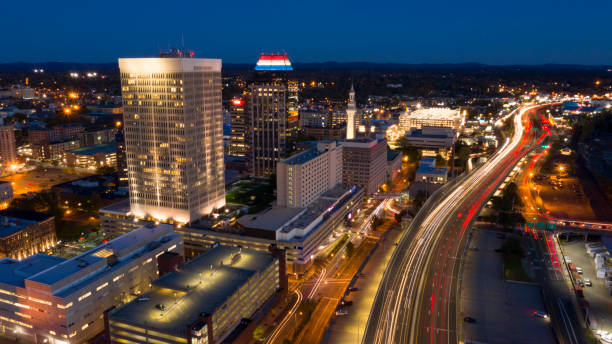 Springfield Massachusetts Early Evening Rush Hour Traffic Aerial View
