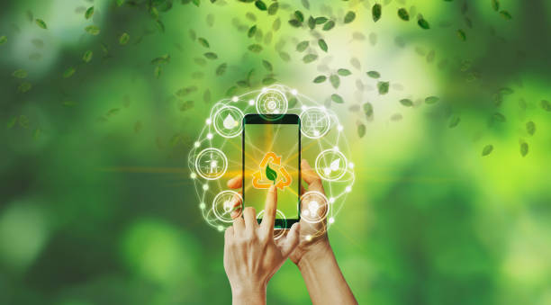 Mobile Phone Concepts, Environmental Technology stock photo