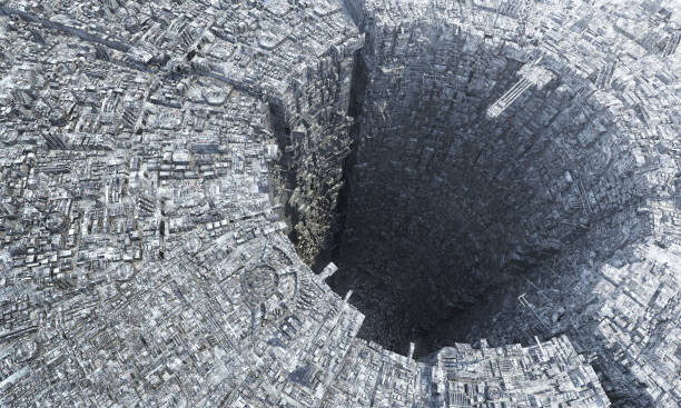 futuristic sci-fi mega city down under metropolis stock photo