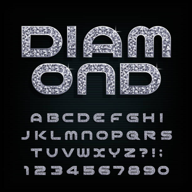 czcionka alfabetu diamentu. luksusowe kryształowe litery i cyfry. - crystal bright diamond gem stock illustrations