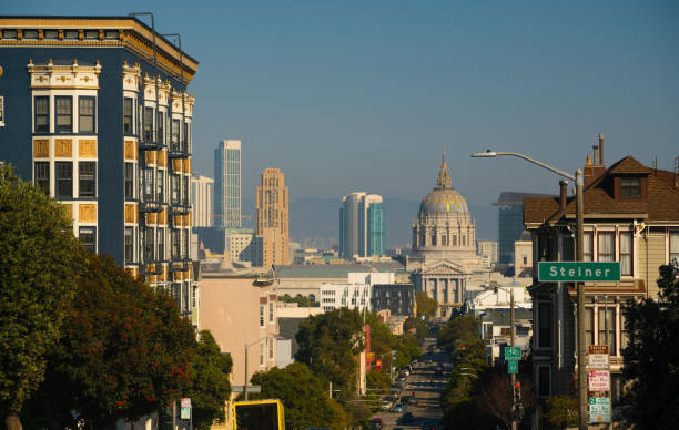 시티 홀 buidling 다운 풀턴 스트리트 샌 프란 시스 코 캘리포니아 - cityscape san francisco county city office building 뉴스 사진 이미지