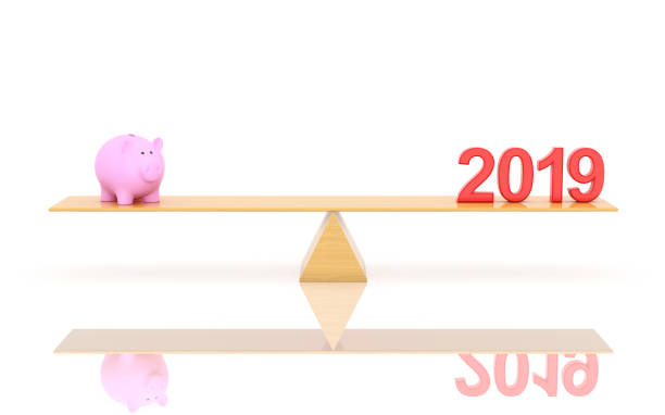 istock New Year 2019 with Piggy Model - 3D Rendered Image 1075855634