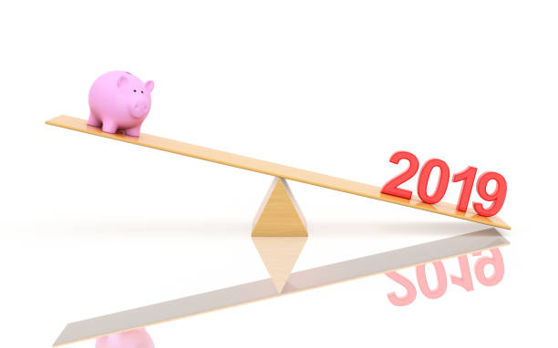 istock New Year 2019 with Piggy Model - 3D Rendered Image 1075856786