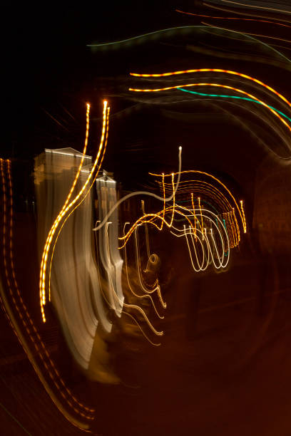 istock Night light colorful abstract background, night light. Curves flashing lights. 1075859360
