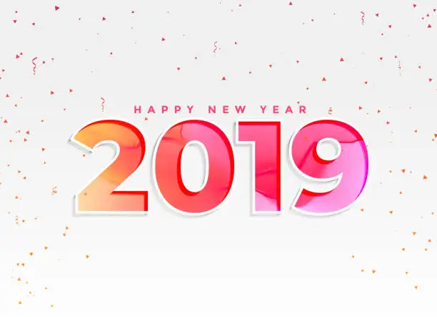 Vector illustration of beautiful 2019 new year background with confetti