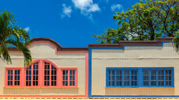 istock Old hawaiian building with colorful shutters 1075877956