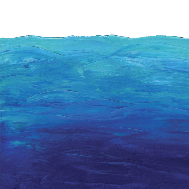 Blue Ocean Background Acrylic Painting Stock Illustration ...
